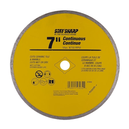 Stay Sharp 7 in. Continuous Rim Ceramic Tile Yellow Diamond Blade - Recyclable 2130332
